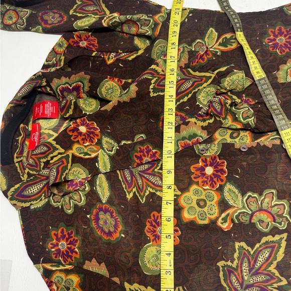 Oscar semi sheer button up floral print blouse with attached tie size 14 - Picture 8 of 8